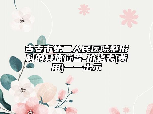 吉安市第二人民医院整形科的具体位置-价格表(费用)一一出示