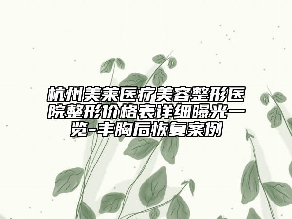 杭州美莱医疗美容整形医院整形价格表详细曝光一览-丰胸后恢复案例