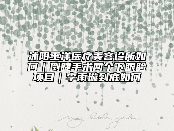 沭阳王洋医疗美容诊所如何｜倒睫手术两个下眼睑项目｜李雨璇到底如何