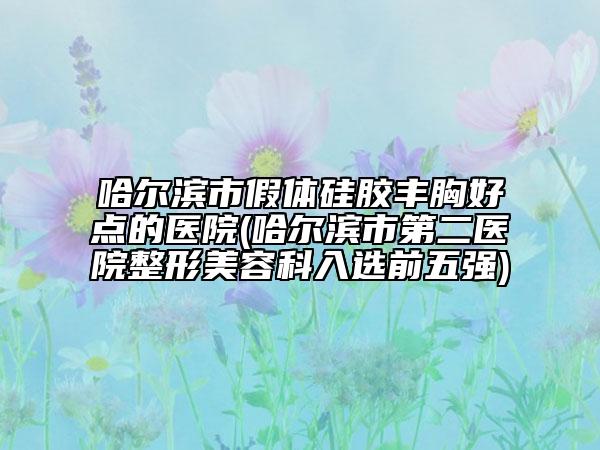 哈尔滨市假体硅胶丰胸好点的医院(哈尔滨市第二医院整形美容科入选前五强)