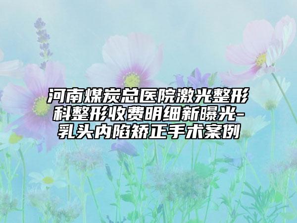河南煤炭总医院激光整形科整形收费明细新曝光-乳头内陷矫正手术案例