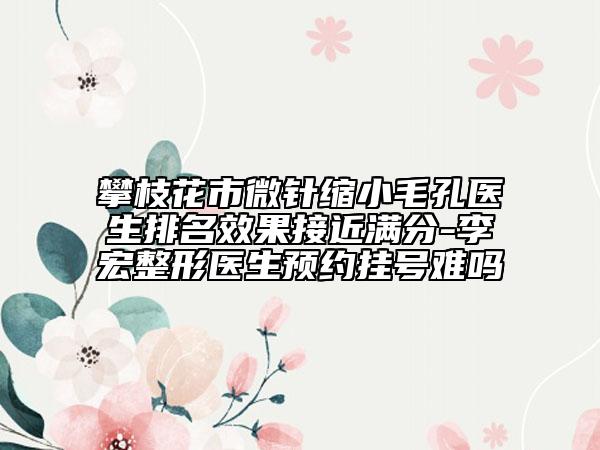 攀枝花市微针缩小毛孔医生排名效果接近满分-李宏整形医生预约挂号难吗