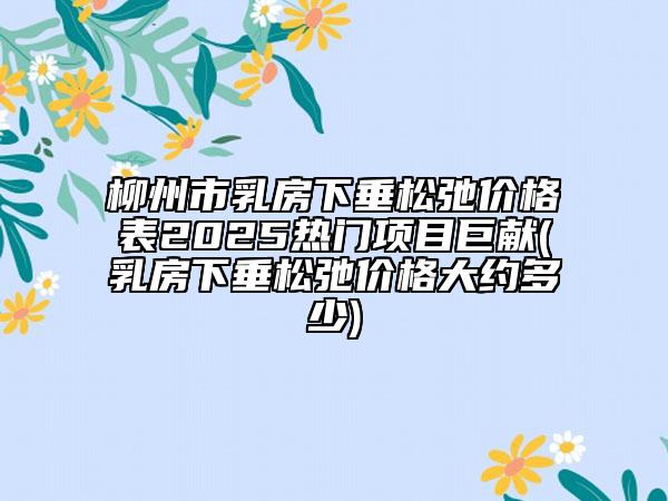 柳州市乳房下垂松弛价格表2025热门项目巨献(乳房下垂松弛价格大约多少)