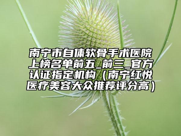 南宁市自体软骨手术医院上榜名单前五_前三_官方认证指定机构（南宁红悦徠医疗美容大众推荐评分高）