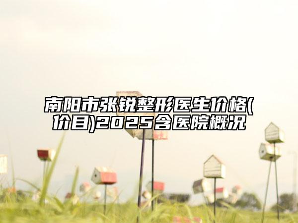 南阳市张锐整形医生价格(价目)2025含医院概况