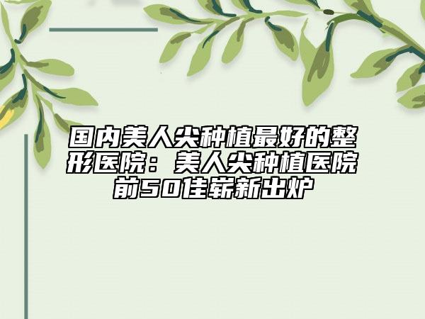 国内美人尖种植最好的整形医院：美人尖种植医院前50佳崭新出炉