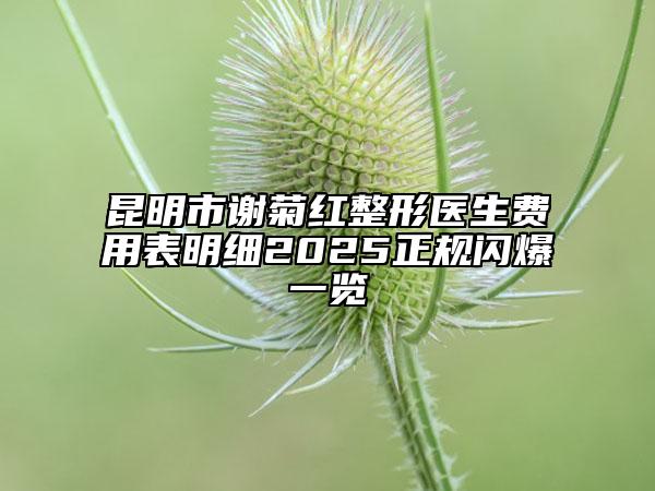 昆明市谢菊红整形医生费用表明细2025正规闪爆一览
