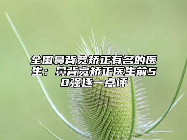 全国鼻背宽矫正有名的医生：鼻背宽矫正医生前50强逐一点评