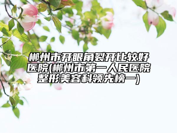 郴州市开眼角裂开比较好医院(郴州市第一人民医院整形美容科领先榜一)