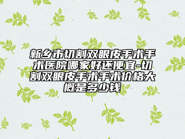 新乡市切割双眼皮手术手术医院哪家好还便宜-切割双眼皮手术手术价格大概是多少钱