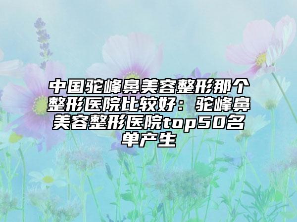 中国驼峰鼻美容整形那个整形医院比较好：驼峰鼻美容整形医院top50名单产生