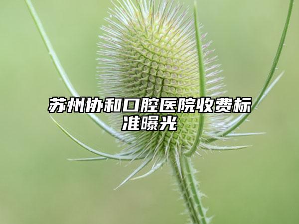 苏州协和口腔医院收费标准曝光