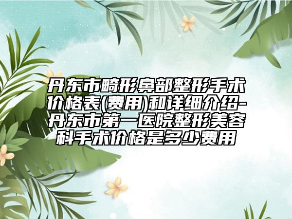 丹东市畸形鼻部整形手术价格表(费用)和详细介绍-丹东市第一医院整形美容科手术价格是多少费用