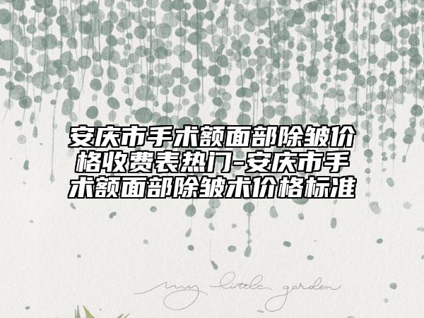 安庆市手术额面部除皱价格收费表热门-安庆市手术额面部除皱术价格标准