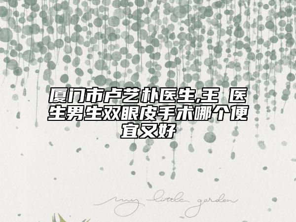 厦门市卢艺朴医生,王珺医生男生双眼皮手术哪个便宜又好