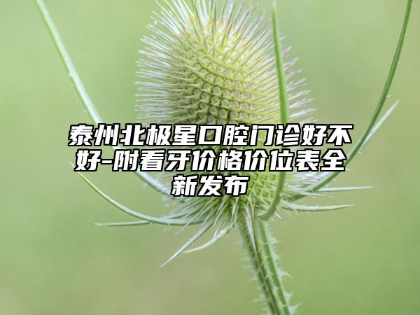 泰州北极星口腔门诊好不好-附看牙价格价位表全新发布