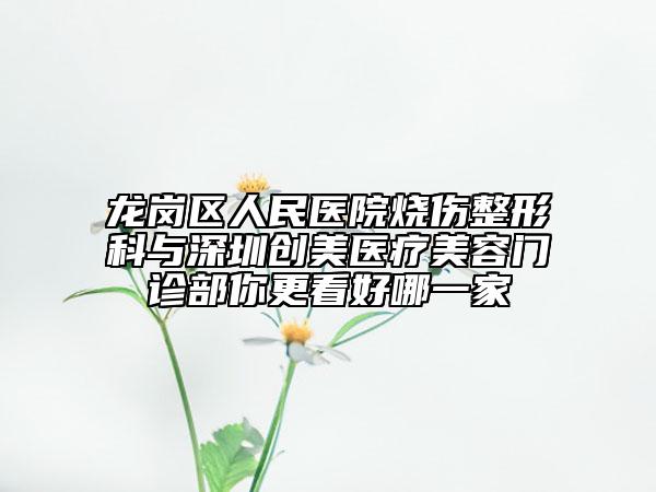 龙岗区人民医院烧伤整形科与深圳创美医疗美容门诊部你更看好哪一家