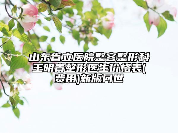 山东省立医院整容整形科王明青整形医生价格表(费用)新版问世