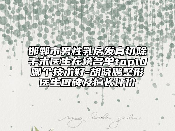 邯郸市男性乳房发育切除手术医生在榜名单top10哪个技术好-胡晓鹏整形医生口碑及擅长评价