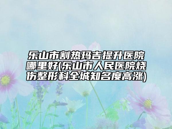 乐山市割热玛吉提升医院哪里好(乐山市人民医院烧伤整形科全城知名度高涨)
