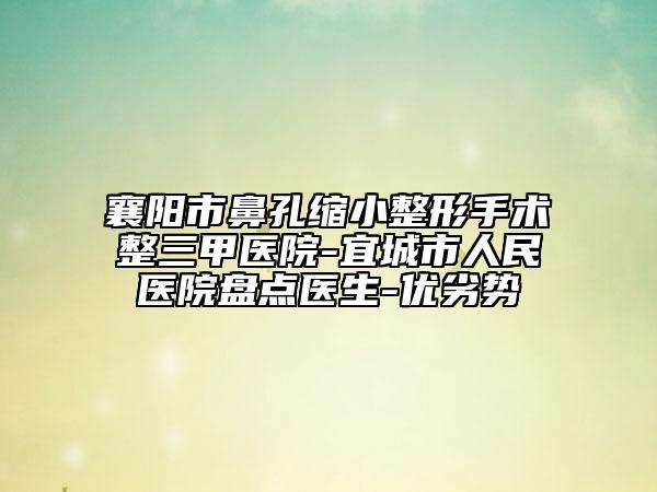 襄阳市鼻孔缩小整形手术整三甲医院-宜城市人民医院盘点医生-优劣势