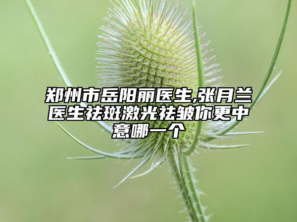 郑州市岳阳丽医生,张月兰医生祛斑激光祛皱你更中意哪一个