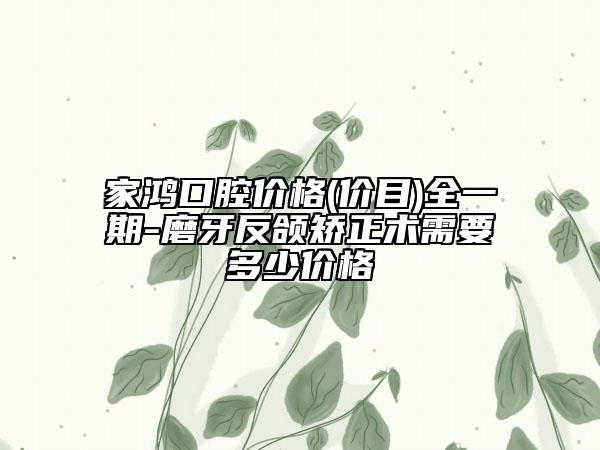 家鸿口腔价格(价目)全一期-磨牙反颌矫正术需要多少价格
