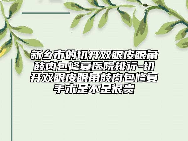 新乡市的切开双眼皮眼角鼓肉包修复医院排行-切开双眼皮眼角鼓肉包修复手术是不是很贵