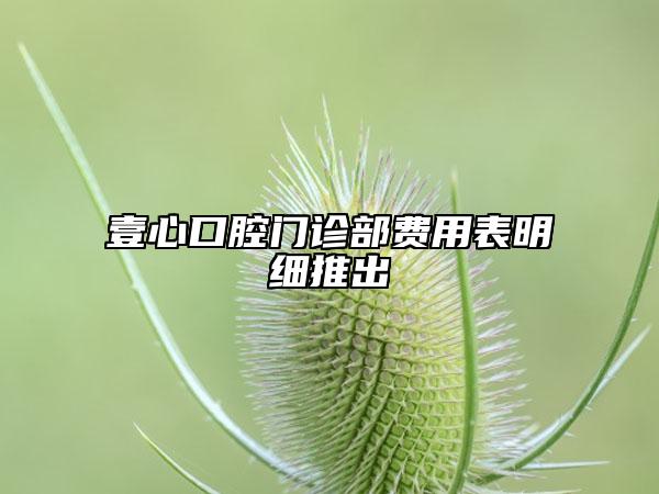 壹心口腔门诊部费用表明细推出
