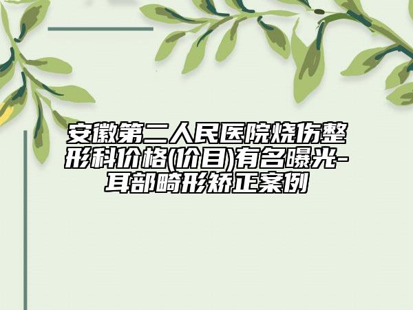安徽第二人民医院烧伤整形科价格(价目)有名曝光-耳部畸形矫正案例