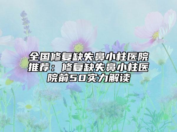 全国修复缺失鼻小柱医院推荐：修复缺失鼻小柱医院前50实力解读