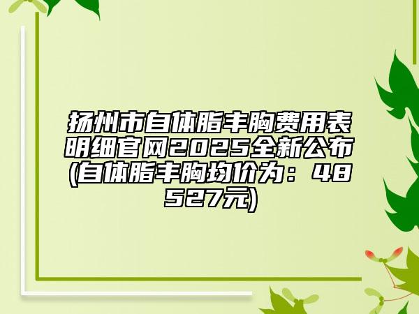 扬州市自体脂丰胸费用表明细官网2025全新公布(自体脂丰胸均价为：48527元)