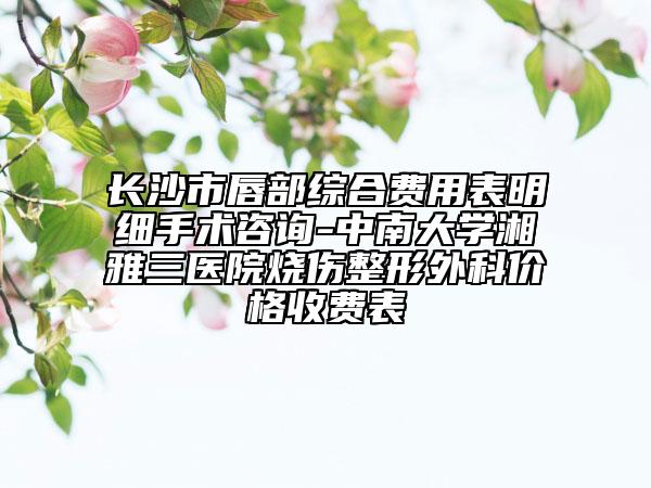 长沙市唇部综合费用表明细手术咨询-中南大学湘雅三医院烧伤整形外科价格收费表