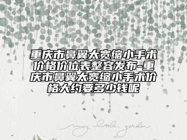 重庆市鼻翼太宽缩小手术价格价位表整容发布-重庆市鼻翼太宽缩小手术价格大约要多少钱呢