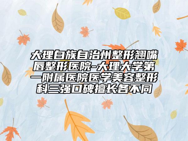 大理白族自治州整形翘嘴唇整形医院-大理大学第一附属医院医学美容整形科三强口碑擅长各不同