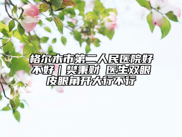 格尔木市第二人民医院好不好｜樊秉财‌医生双眼皮眼角开大行不行
