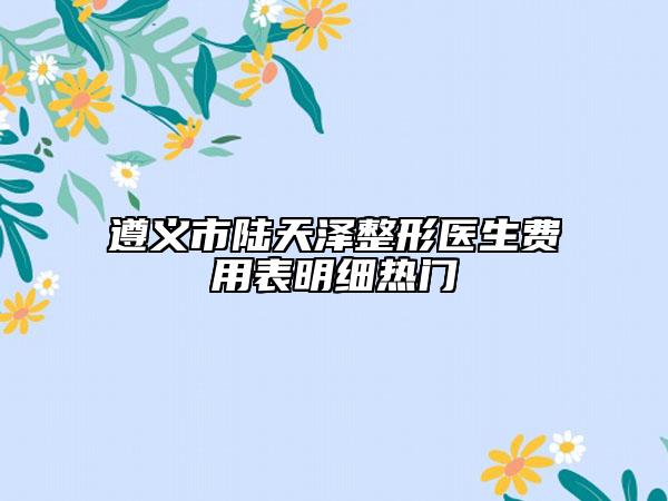 遵义市陆天泽整形医生费用表明细热门
