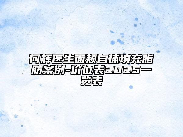 何辉医生面颊自体填充脂肪案例-价位表2025一览表