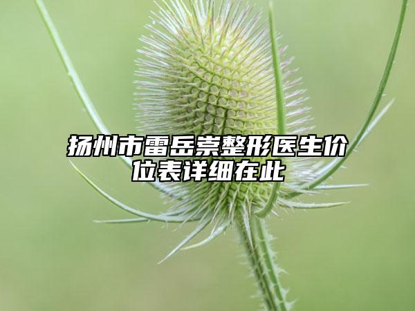 扬州市雷岳崇整形医生价位表详细在此