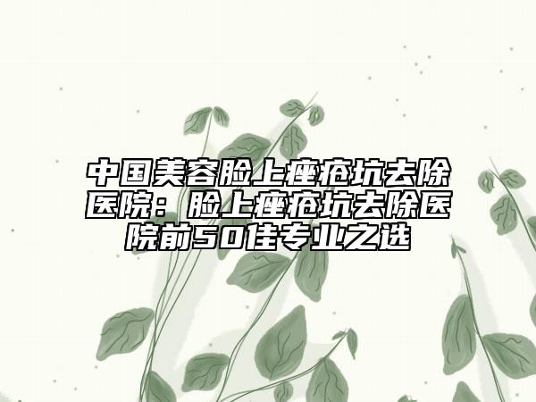 中国美容脸上痤疮坑去除医院：脸上痤疮坑去除医院前50佳专业之选