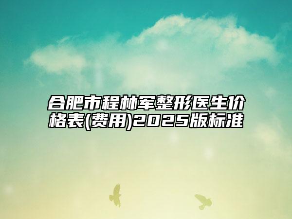 合肥市程林军整形医生价格表(费用)2025版标准