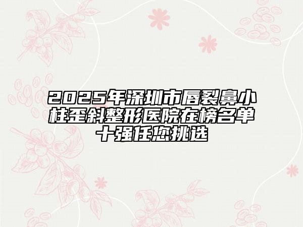 2025年深圳市唇裂鼻小柱歪斜整形医院在榜名单十强任您挑选
