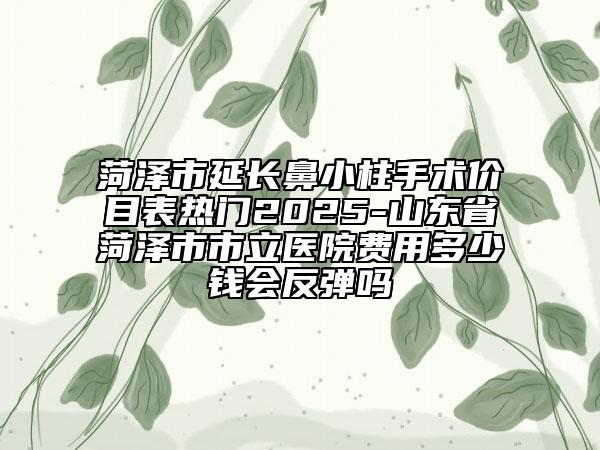 菏泽市延长鼻小柱手术价目表热门2025-山东省菏泽市市立医院费用多少钱会反弹吗