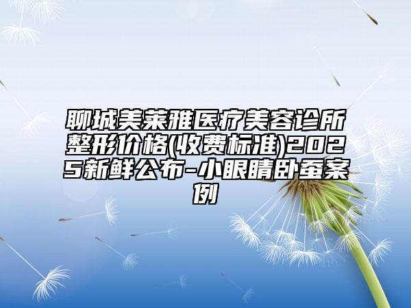 聊城美莱雅医疗美容诊所整形价格(收费标准)2025新鲜公布-小眼睛卧蚕案例