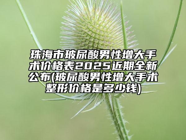 珠海市玻尿酸男性增大手术价格表2025近期全新公布(玻尿酸男性增大手术整形价格是多少钱)