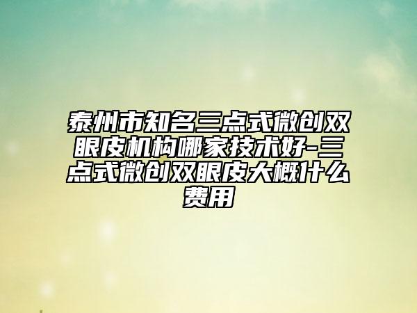 泰州市知名三点式微创双眼皮机构哪家技术好-三点式微创双眼皮大概什么费用