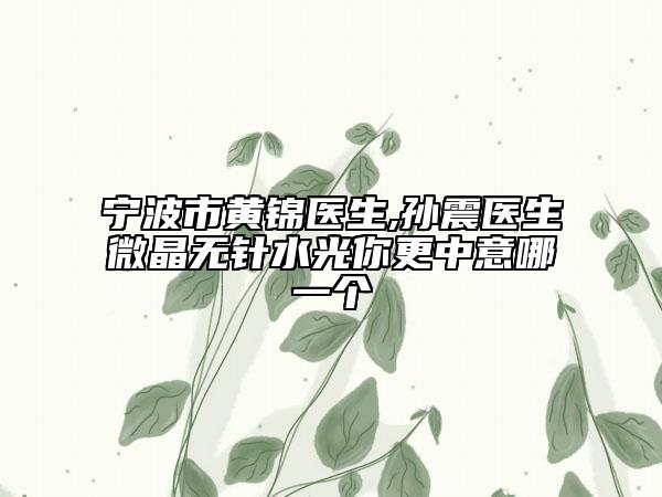 宁波市黄锦医生,孙震医生微晶无针水光你更中意哪一个