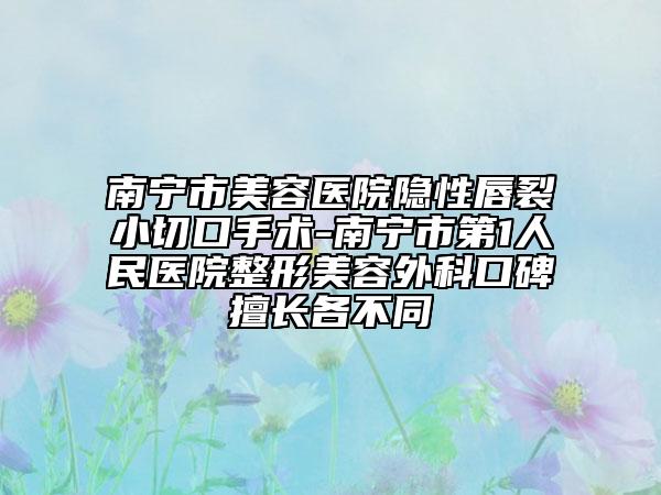 南宁市美容医院隐性唇裂小切口手术-南宁市第1人民医院整形美容外科口碑擅长各不同