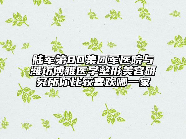 陆军第80集团军医院与潍坊博雅医学整形美容研究所你比较喜欢哪一家