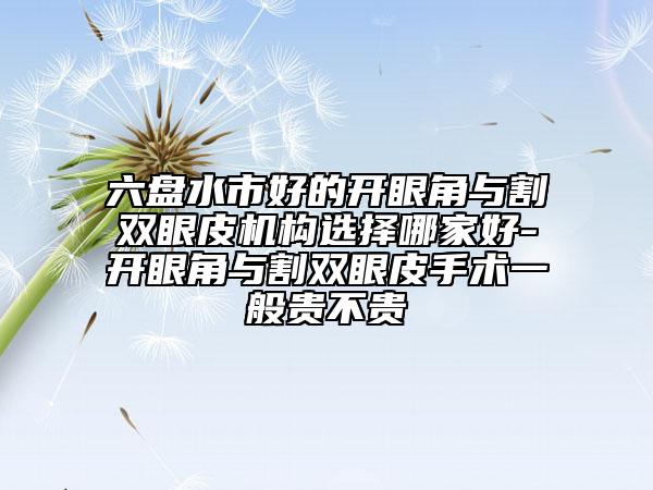 六盘水市好的开眼角与割双眼皮机构选择哪家好-开眼角与割双眼皮手术一般贵不贵